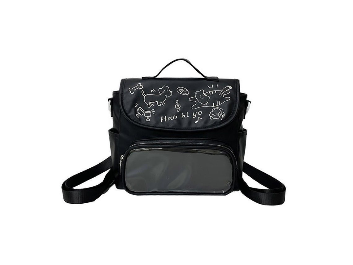 Mochila Transparente E Funcional Para Entusiastas Da Moda. Mochila Escolar Prática Em Pu, Ideal Para O Dia A Dia. Preta.
