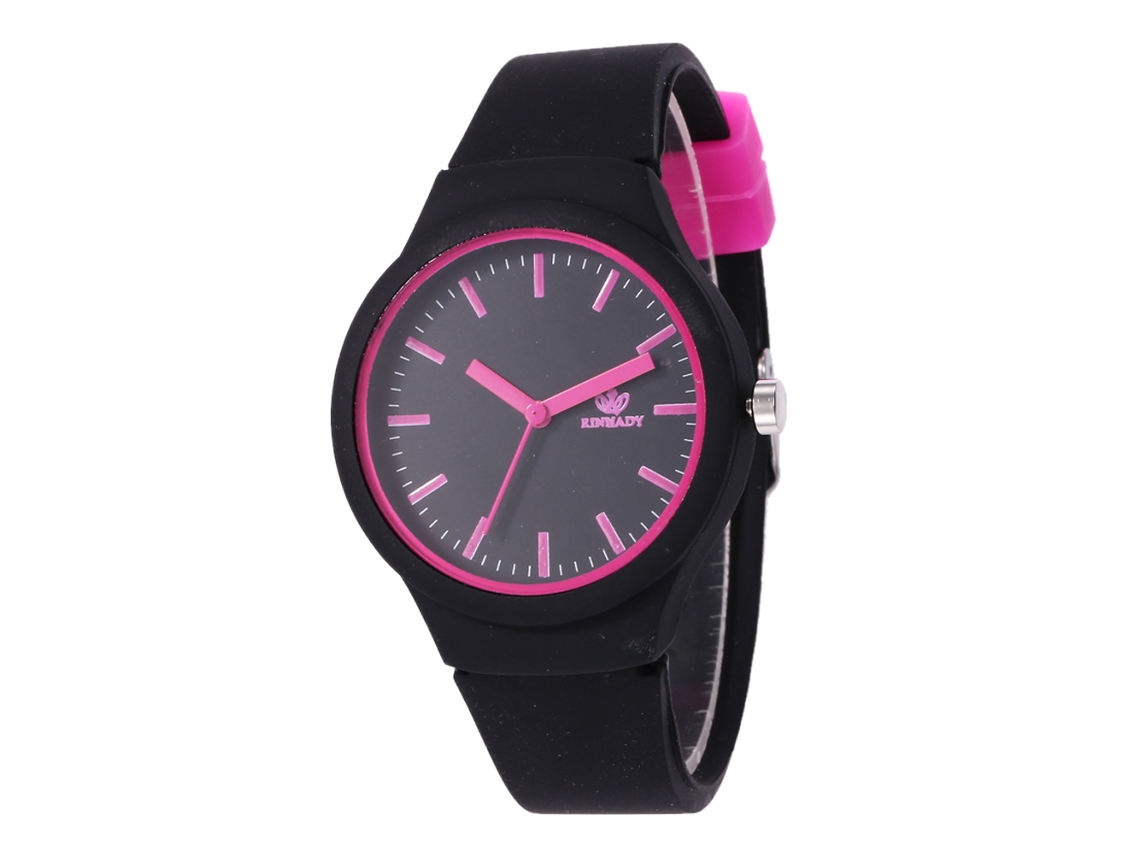 Relógio de Pulso Casual Unissex de Quartzo com Pulseira de Silicone Moda Presente Preto