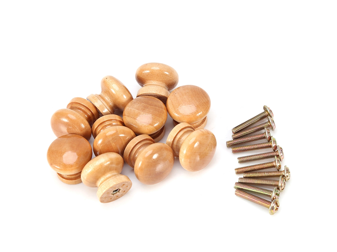 10 Peças Manípulo De Madeira Natural Para Gaveta Armário Porta L 33mm