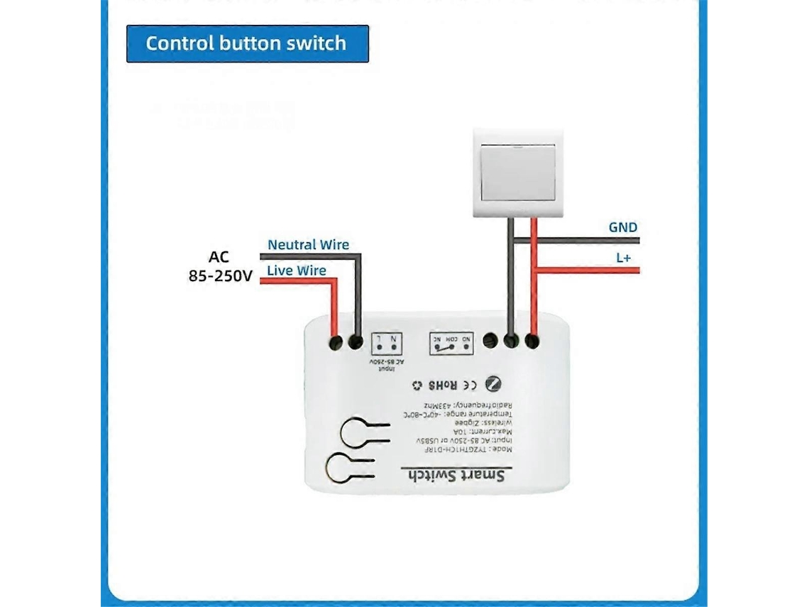 Lurelia Interruptor Zigbee Inteligente Tuya Com Sensor De Temperatura, Relé Zigbee De Contato Seco Passivo, Funciona Com Home Assistant Ca 85 250 V