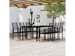 Jogo De Jantar 7 Peças Para Jardim Preto Dkd Home Decor