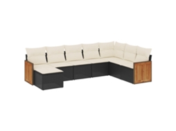 Conjunto 8 sofás de jardim VIDAXL com almofadões vime PE preto