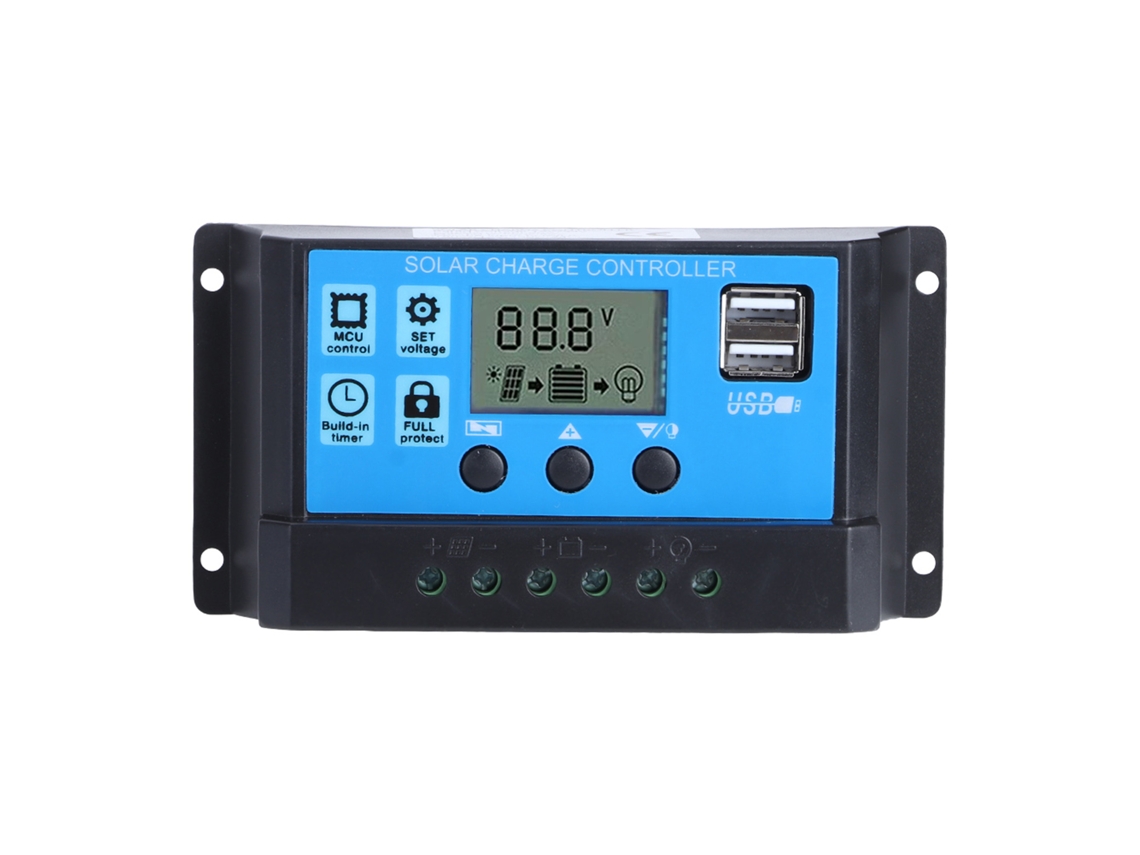 Controlador de Carga Solar 20a Pwm com 2 Usb 5v para Baterias de Chumbo ácido