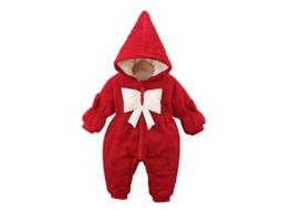 Roupa de Natal Macacão Acolchoado com Arco Macacão Infantil 90Cm
