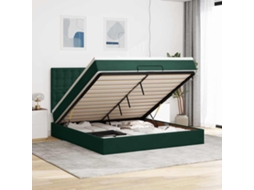 Vidaxl Estrutura De Cama Otomana Com Colchão Verde Escuro Veludo