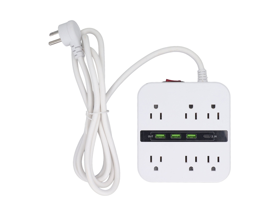 Laxiscreed Extensão De Energia Com 6 Tomadas Eua E Múltiplas Portas Usb Para Conforto E Segurança