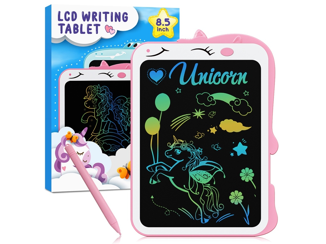 Tablet De Escrita Lcd Infantil, 8,5 Polegadas, Em Rosa, Com Apagamento Rápido Elysve