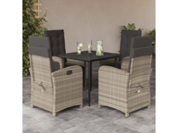 Vidaxl 5 Pcs Conjunto de Jantar P/ Jardim C/ Almofadões Cinzento Claro