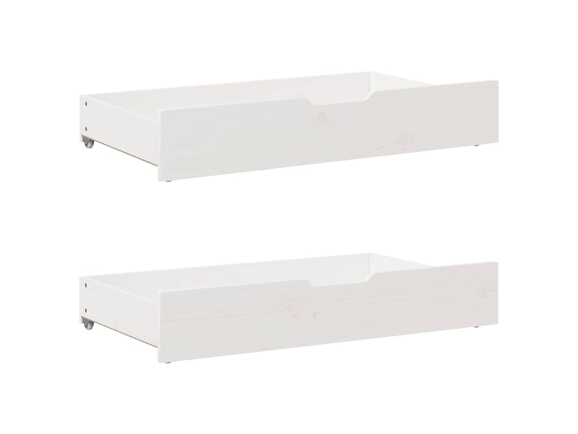 Vidaxl Gavetas Para Cama 2 Pcs 90x55x17 Cm Pinho Maciço Branco