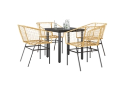 Vidaxl Conjunto Jantar Jardim 5 Peças Vidro Vime Pe Castanho