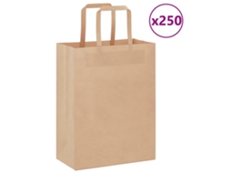 Vidaxl Sacos De Papel 250 Unid Com Alças Castanho 21x11x28 Cm
