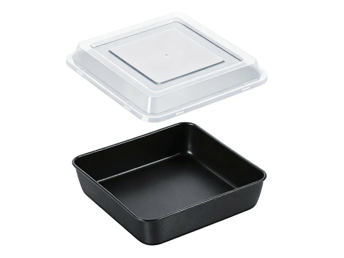 Forma Quadrada Antiaderente Premium De Aço Inoxidável De 20 Cm (8 Polegadas) Para Bolos E Doces, Com Tampa, Perfeita Para Assar No Forno. Multicolorid