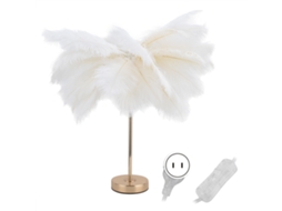 Rebe-lâmpada De Mesa Com Penas De Avestruz Luz Noturna Luz De Quarto Decorativa Para Quarto Casamento Branco Plug Eua 110v
