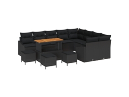 Conjunto 13 Assentos De Jardim Vidaxl Preto Vime Pe (110 X 55 X 71 Cm)