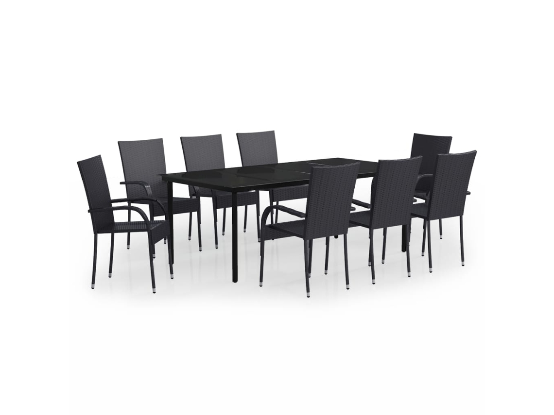 Garden Dining Set, Garden Dining Sets Vidaxl Preto Rattan / Vime (mesa Com 200 Cm De Comprimento)