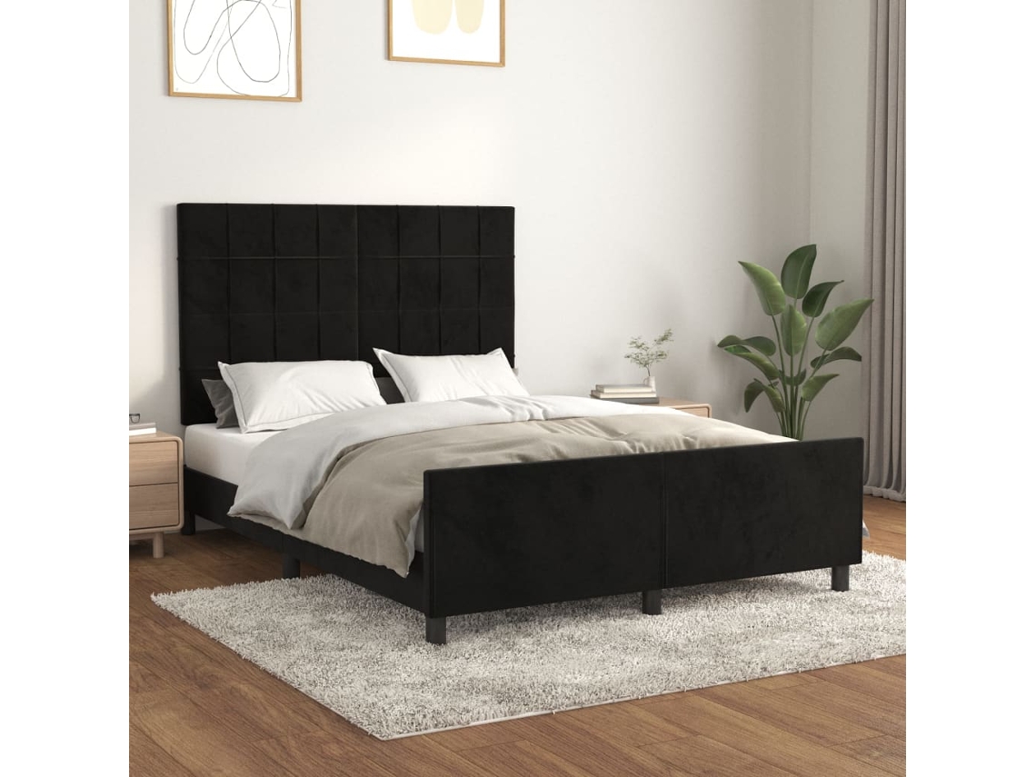 Vidaxl Estrutura De Cama Sem Colchão 140x200 Cm Veludo Preto