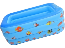 Piscina Inflável Azul de 130 Cm para Crianças e Bebês, com Fundo Acolchoado Bolhas. Portátil CHABERLU