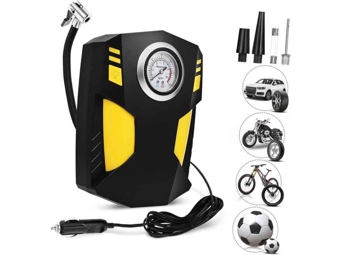 Bomba de Ar Portátil para Carro 12v com Compressor de Pneus, Luz Led e Medição Precisa. SFUSHOS