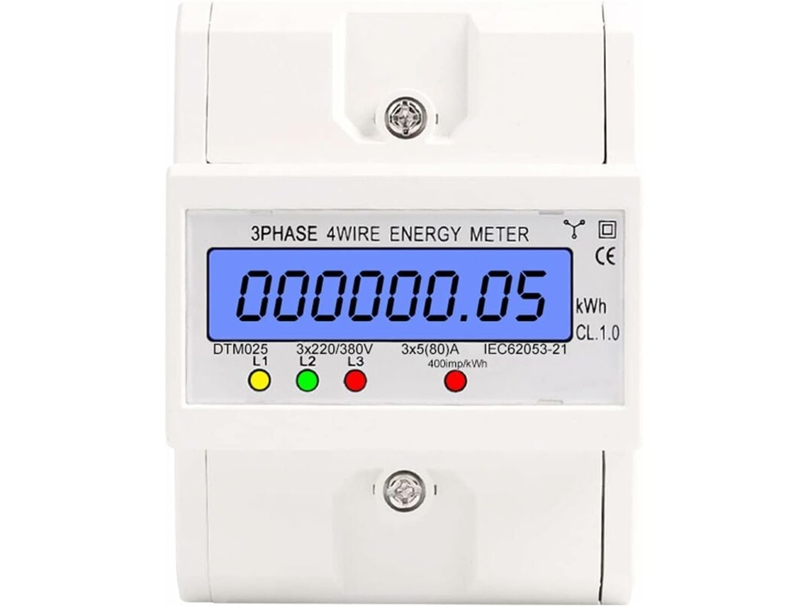 Medidor De Energia Trifásico, 220/380v 5-80a, 4 Fios, Para Calha Din, Ecrã Lcd, Digital, Retroiluminado