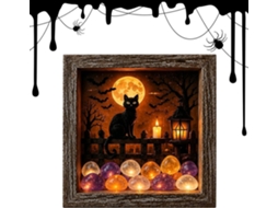 Moldura De Halloween Vintage 3d Em Madeira Com Led |