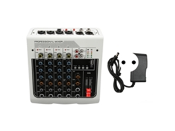 Mixer DJ pequeno com 4 canais e reprodução via Bluetooth/USB EOOCOO