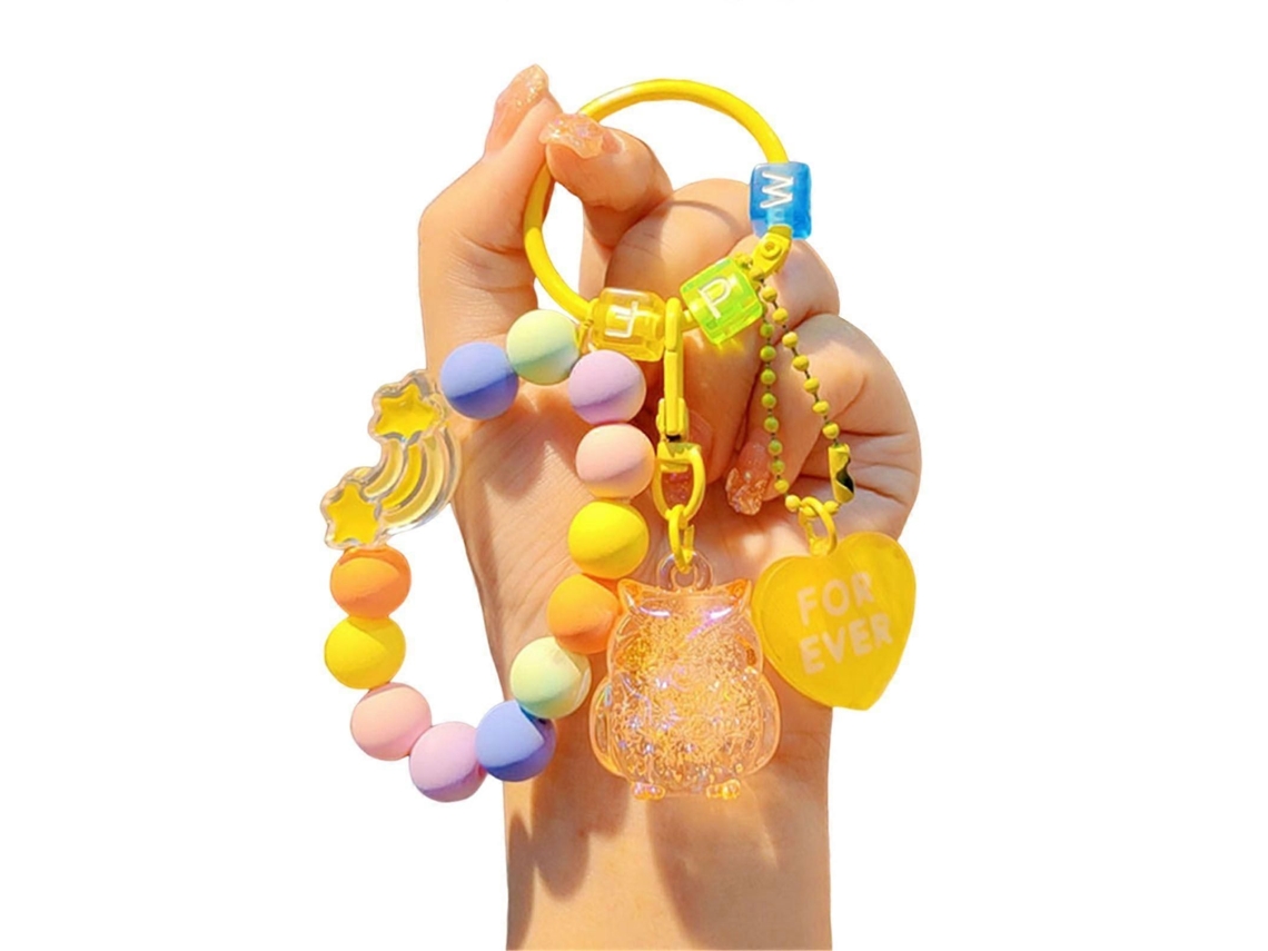 Pulseira De Celular Com Pingente De Coruja E Miçangas, Chaveiro Anti-perda Para Celular, Bolsa E Chaves.