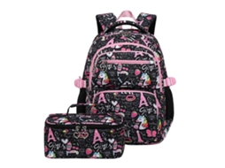 Conjunto De 2 Mochilas Escolares Grandes Com Lancheira Para Estudantes Do Ensino Fundamental (preto)