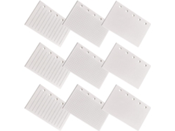 de Papel para M5, 9 e em com 5 Refil Fichário Pacotes Folhas Pautadas, Quadriculadas Branco, Furos, Ideal CHABERLU