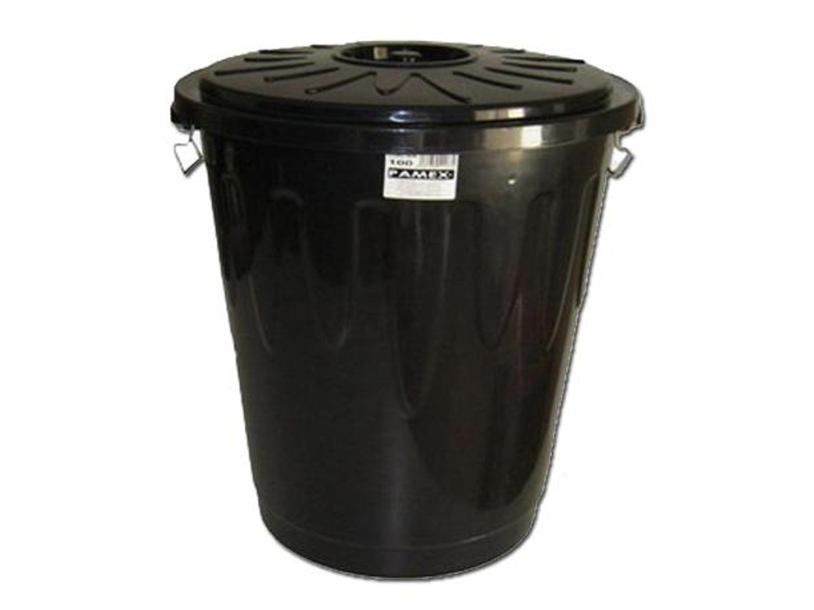 Cubo basura bin negro 100 litros plastico con tapa pamex