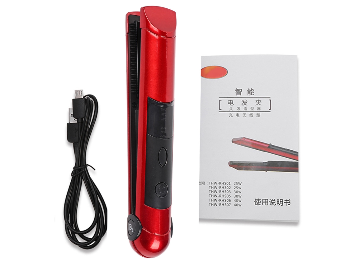 2026 mini Plancha de Pelo Recargable Inalámbrica para Rizar Y Alisar Herramienta de Estilo (rojo)