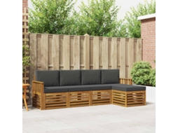 Vidaxl Conjunto De Sofás Para Exterior 5 Pcs Natural E Antracite