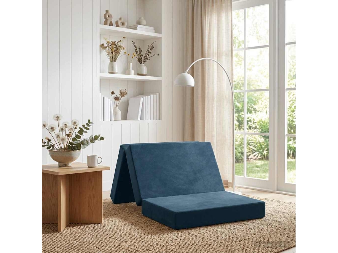 Vidaxl Sofá Cama Dobrável 80 X 67 X 45 Cm Azul