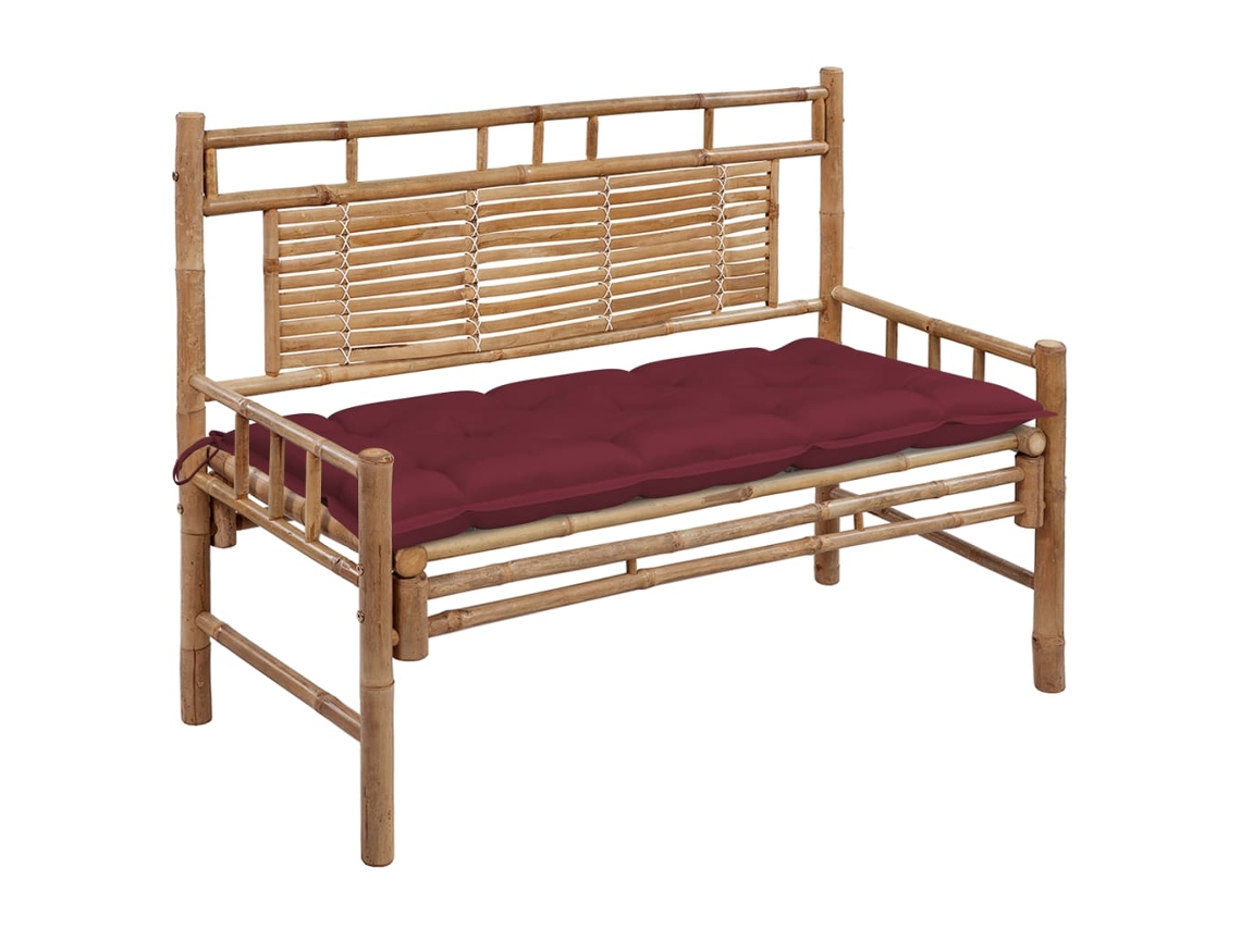Vidaxl Banco De Jardim Com Almofadão 120 Cm Bambu