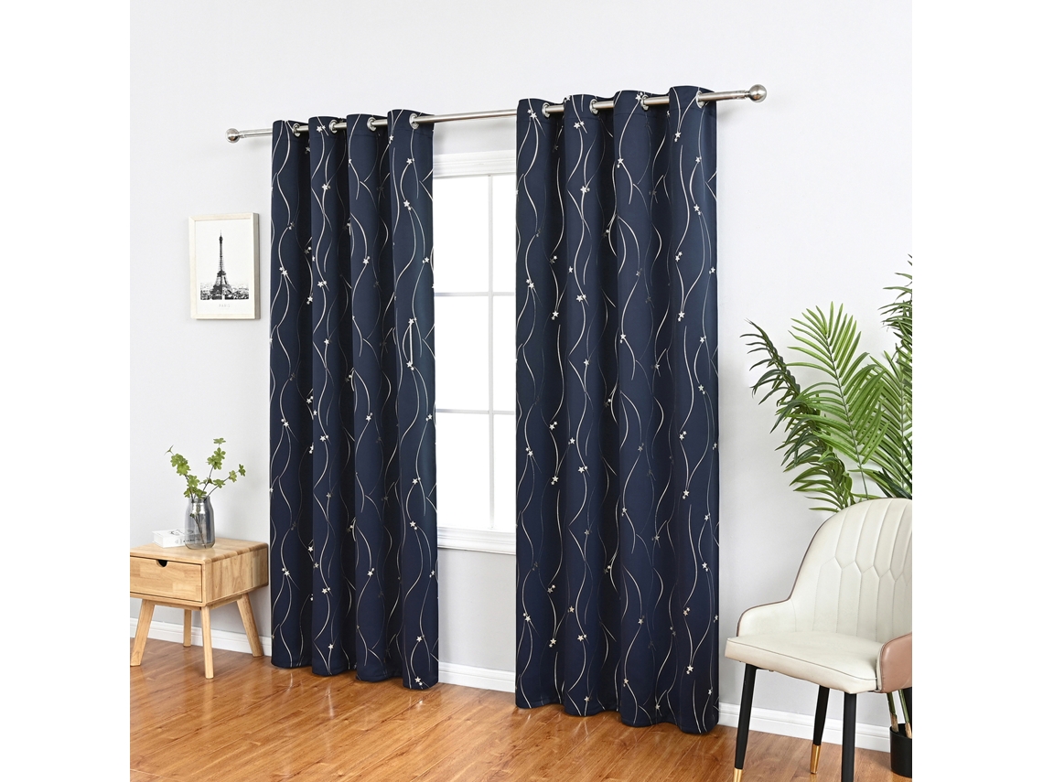 Cortinas Blackout 2 Peças Estrela Prata S/MARCA