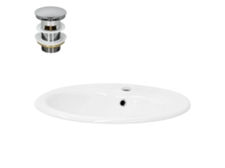 Lavatório ML-DESIGN Incl. Conjunto de Sumidouro Sem Transbordo 57x48,5x19,5 cm Cerâmica Branca