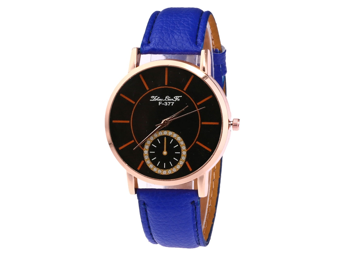 Relógio de pulso de quartzo com pulseira de couro, estilo universitário, para mulheres/homens, presente, azul