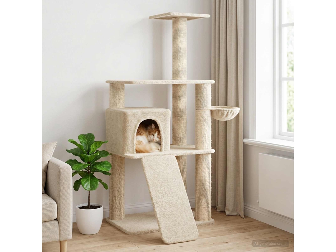 Vidaxl Árvore Com Postes De Sisal Creme 173 Cm