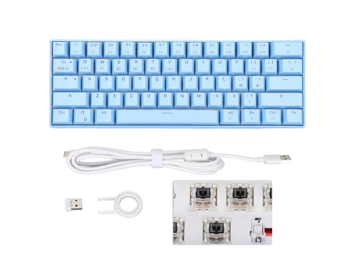Aetheria teclado Mecânico Gamer 61 Teclas Rgb Sem Fio 3 Modos Ergonômico Compatível com Windows Android Ios