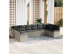 Vidaxl Conjunto De Sofá De Jardim 10 Unid. Cinzento-claro Vime Pe