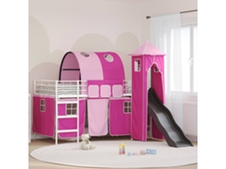 Vidaxl Estrutura de Cama Loft para Crianças Branco e Rosa 107 X 203 Cm