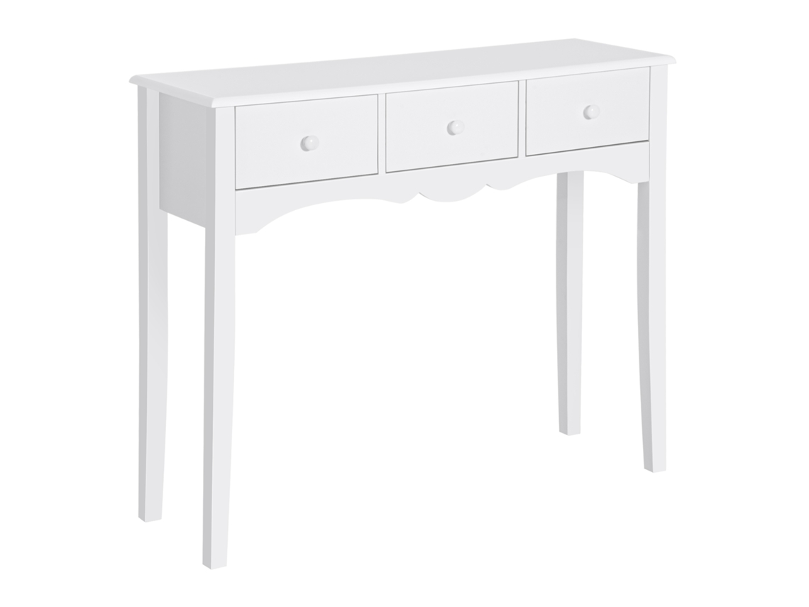 Mesa Entrada Moderna 3 Gavetas Mdf Branca 100cm