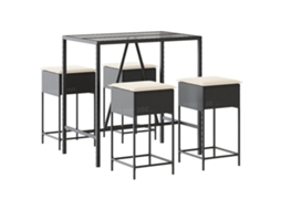 Maison Exclusive - 5 Pcs Conjunto De Bar P/ Jardim C/ Almofadões Vime Pe Preto