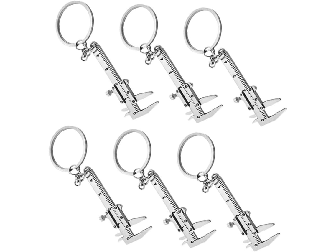 Conjunto De 6 Chaveiros Com Paquímetro Em Liga Zinco, Ferramentas