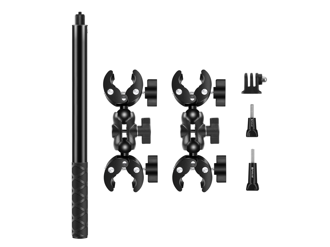 Suporte para Moto Puluz Pu495b e Bastão de Selfie de 150cm para GoPro Hero 12/11/10 e Insta360 One X4/X3/X2 previstos para 2026.