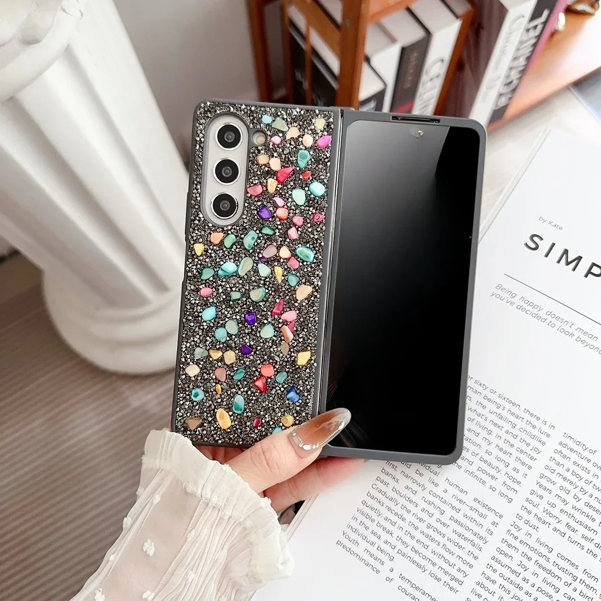 (cinza, Galaxy Z Fold6) Capa Flip Requintada Com Design À Prova De Choque, Feita De Material Tpu.