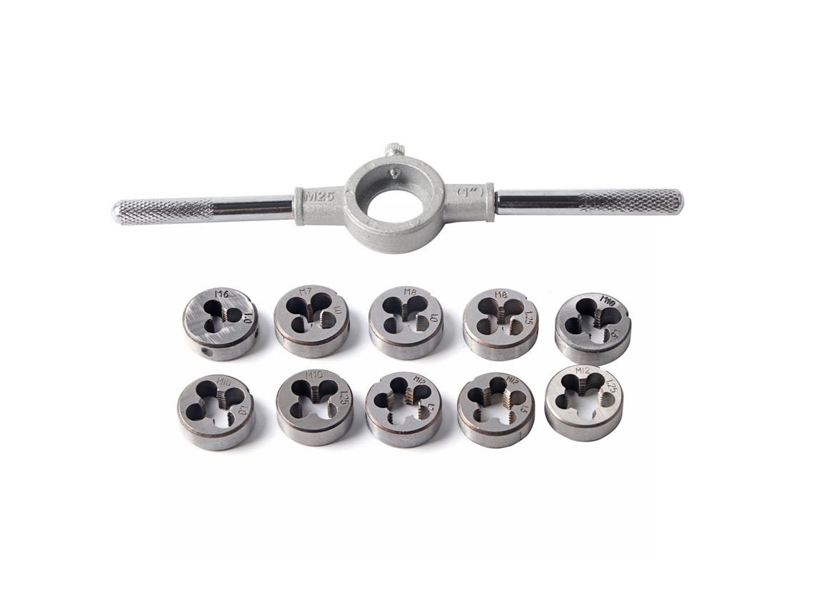 Conjunto de Gumes e Matrizes de Rosca Ferramenta Manual para Corte de Rosca Externa com Chave 25mm Aço Industrial S/MARCA