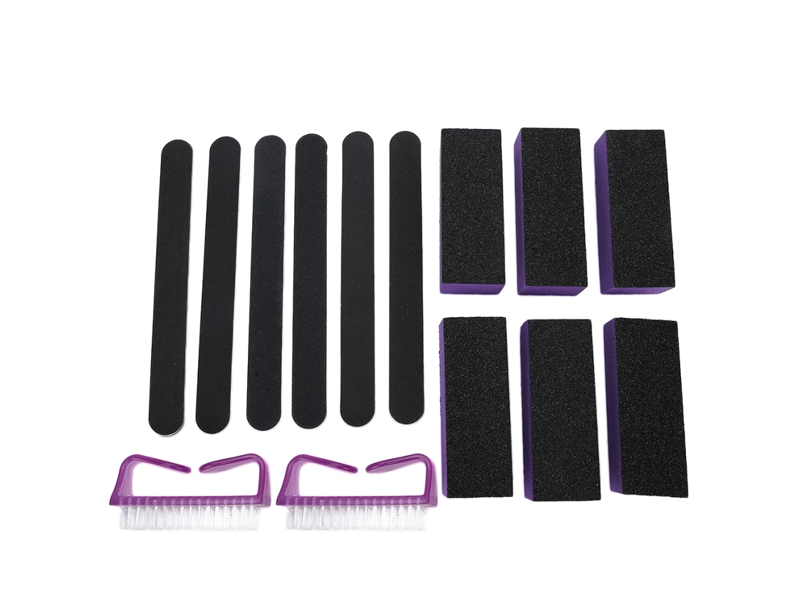 Kit Ferramentas Manicure Diy: Pincel Limpeza Poeira, Lixa, Buffer E Bloco De Lixa Para Unhas Artísticas