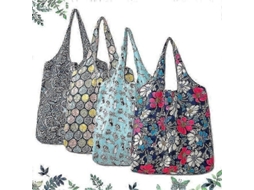 Conjunto de 4 Sacolas Compras Reutilizáveis, 6 Supermercado Laváveis, Sacola Dobrável, Sac Ola Praia, Portátil, GOKOCO