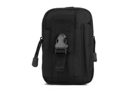 Bolsa tática para cinto, bolsa utilitária de nylon para celular, aparelho para caminhadas, viagens, esportes ao ar livre, preta