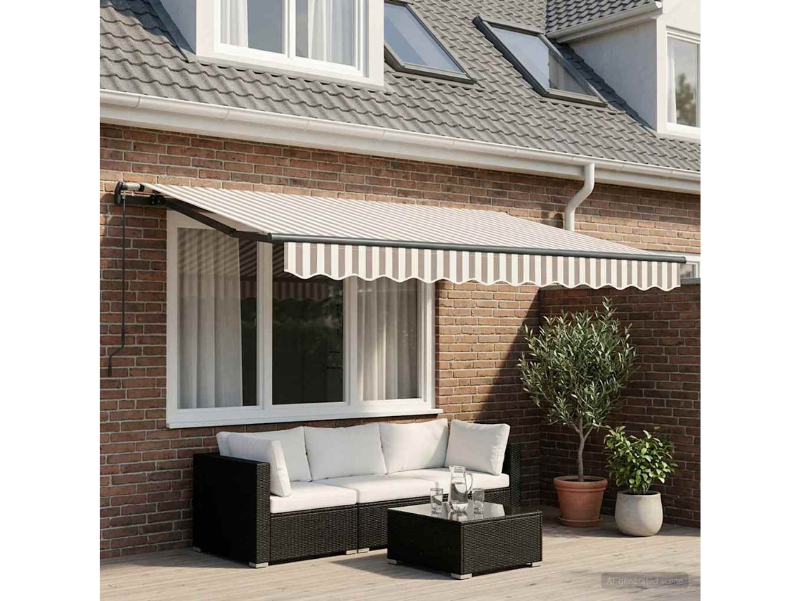 Vidaxl Toldo Retrátil Cinza Claro E Branco 300 X 250 Cm